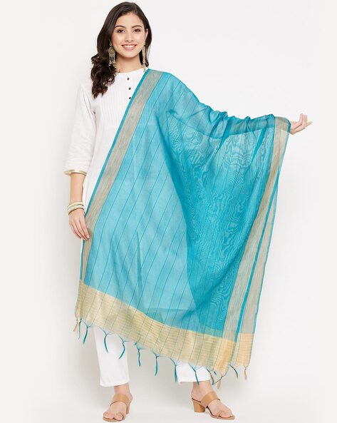Striped Tissue Silk Dupatta Price in India