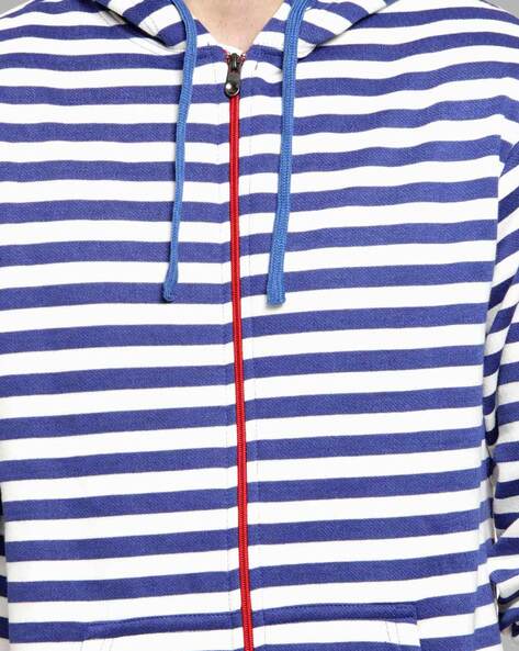 Blue and white hotsell striped zip up hoodie