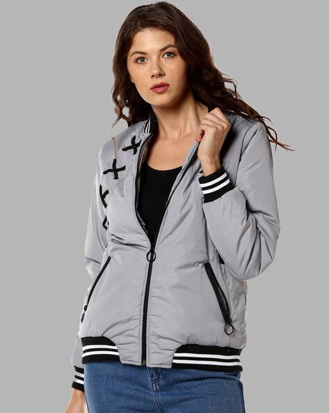 Grey bomber outlet jacket women