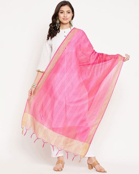 Striped Tissue Silk Dupatta Price in India
