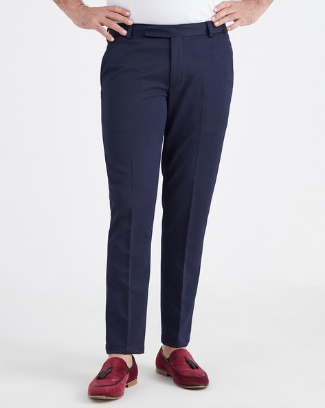 Tailored Straight Pleated Trousers in Navy – SVRN