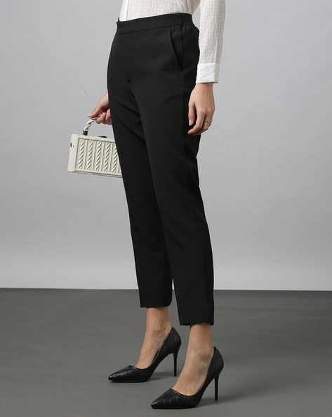 Women Flat-Front Tapered Fit Trousers