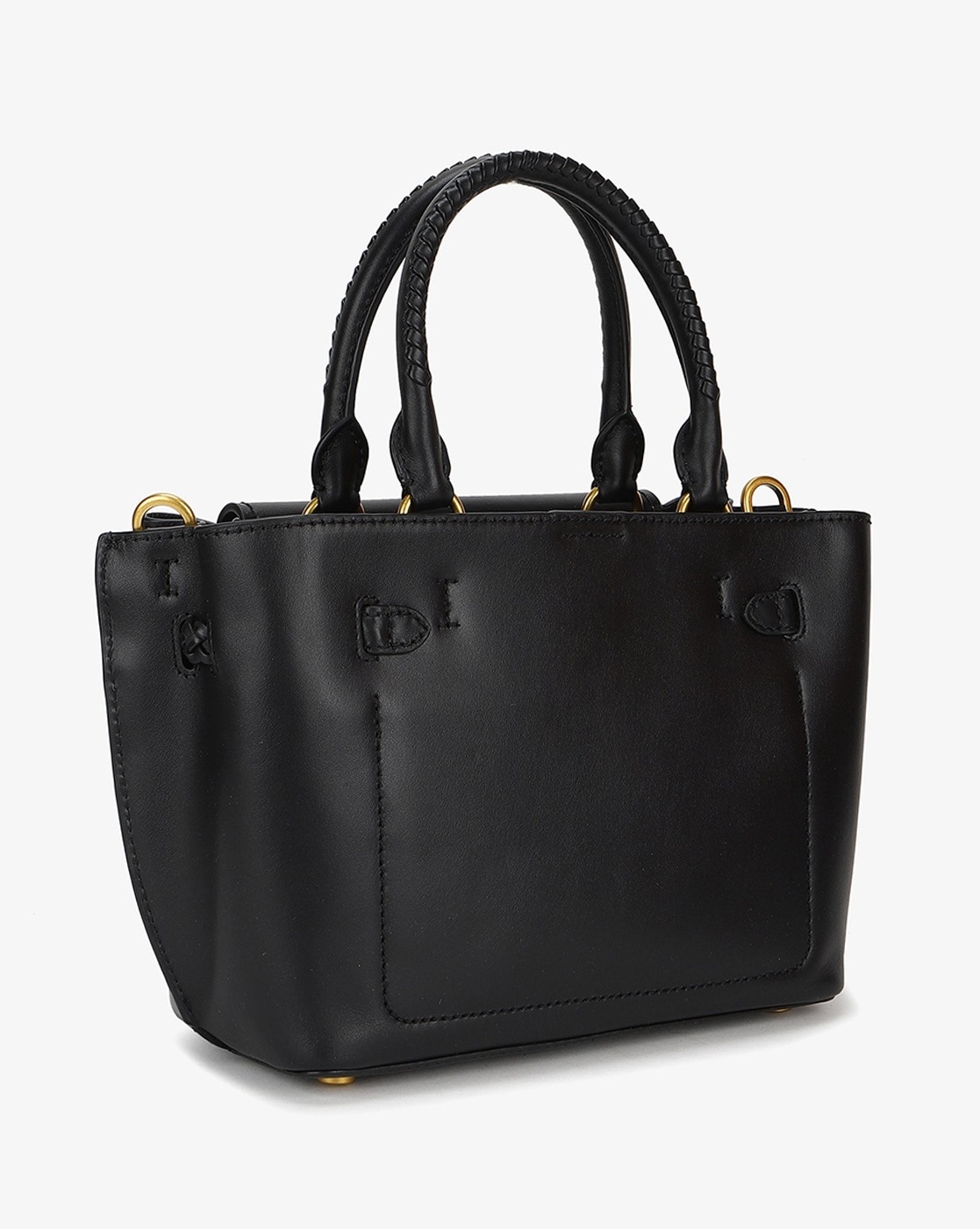Michael Kors Hamilton Legacy Large Leather Belted Satchel Bag For Women (Black, OS)