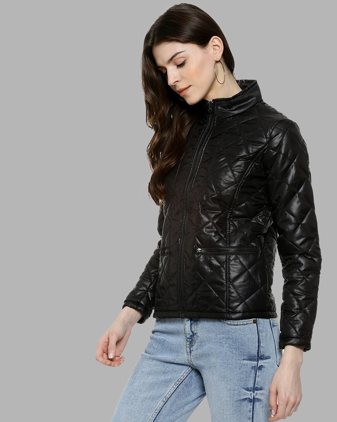 Campus sutra outlet black quilted jacket