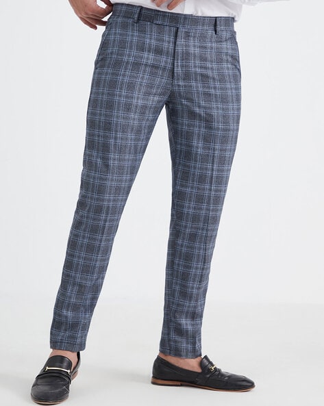 Checked Straight-Fit Trousers