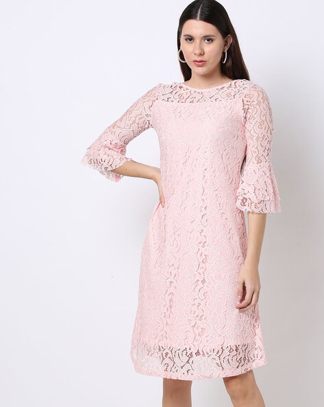 Bell Sleeves Pink Women Dress - Evilato Online Shopping