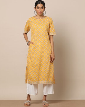 Straight cotton sale kurta