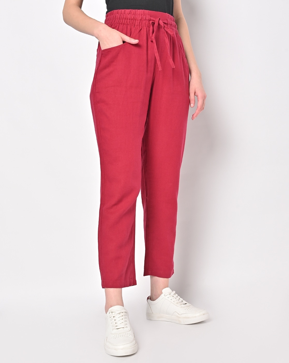 Red pants for women - Tummy tucker straight leg - 2 back pockets - Belore  Slims