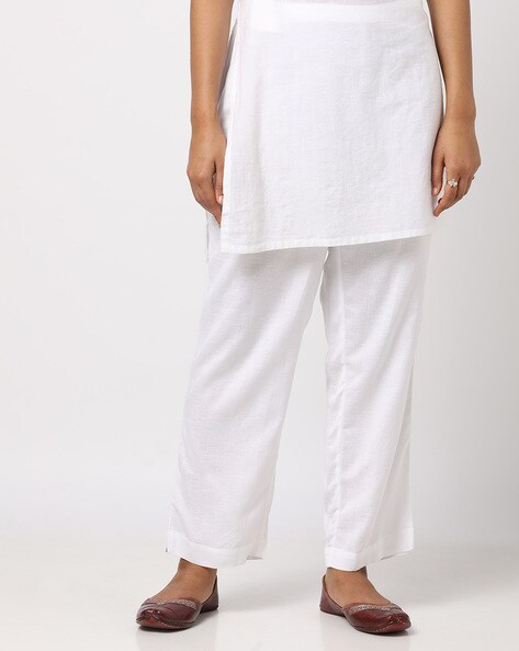 Flat-Front Pants with Elasticated Waist Price in India