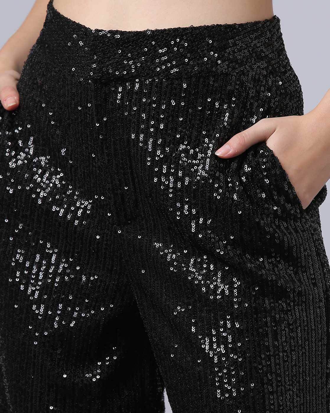 Minxy Black Sequin Pants - Montique Clothing