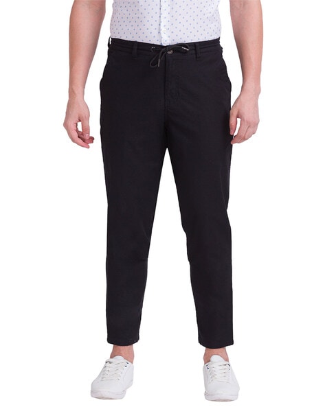 Buy JAINISH Men Black Smart Slim Fit Solid Chinos - Trousers for Men  6721172 | Myntra