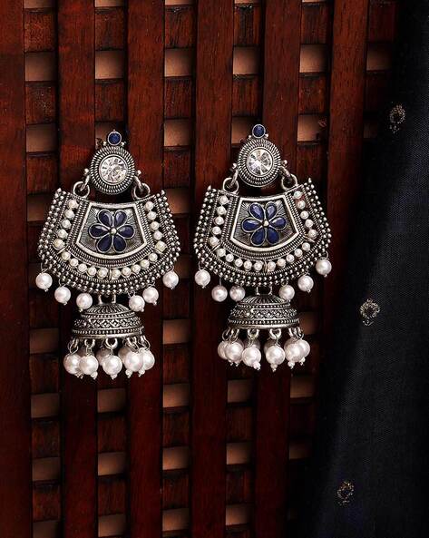 Meenakari on sale silver earrings