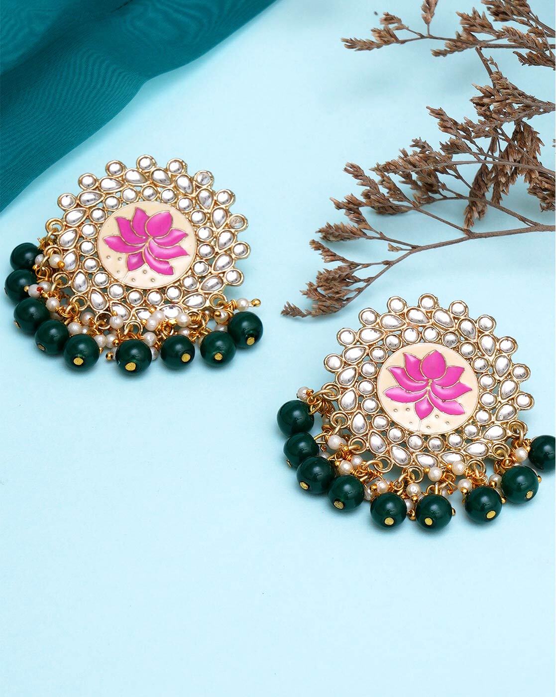 Kundan Chandbali Earrings Online Buy Now – Gehna Shop