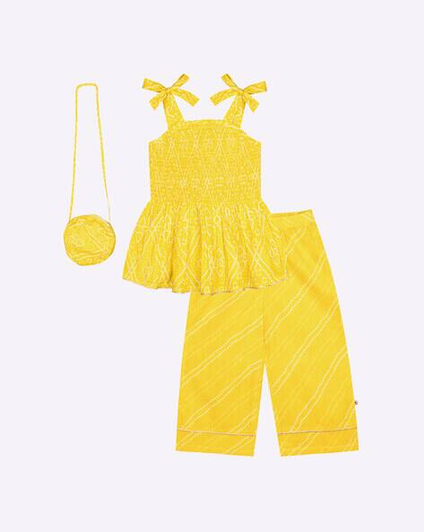 BUDDING BEES Bandhani Print Top & Pants Set with Bag