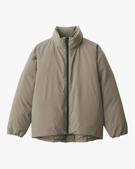 MUJI Polyester Down Jacket For Men (Grey, L)