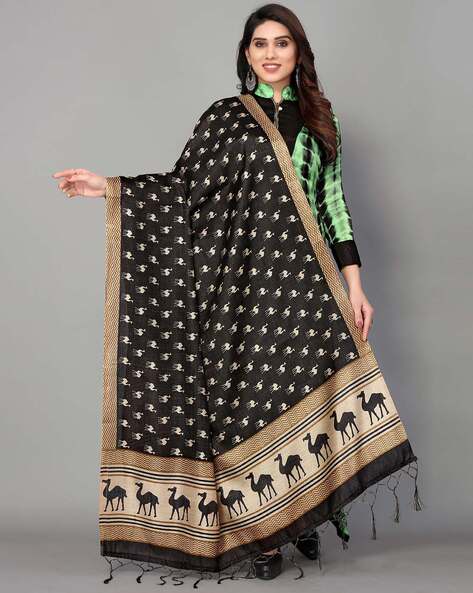 Camel Print Dupatta with Tassels Price in India