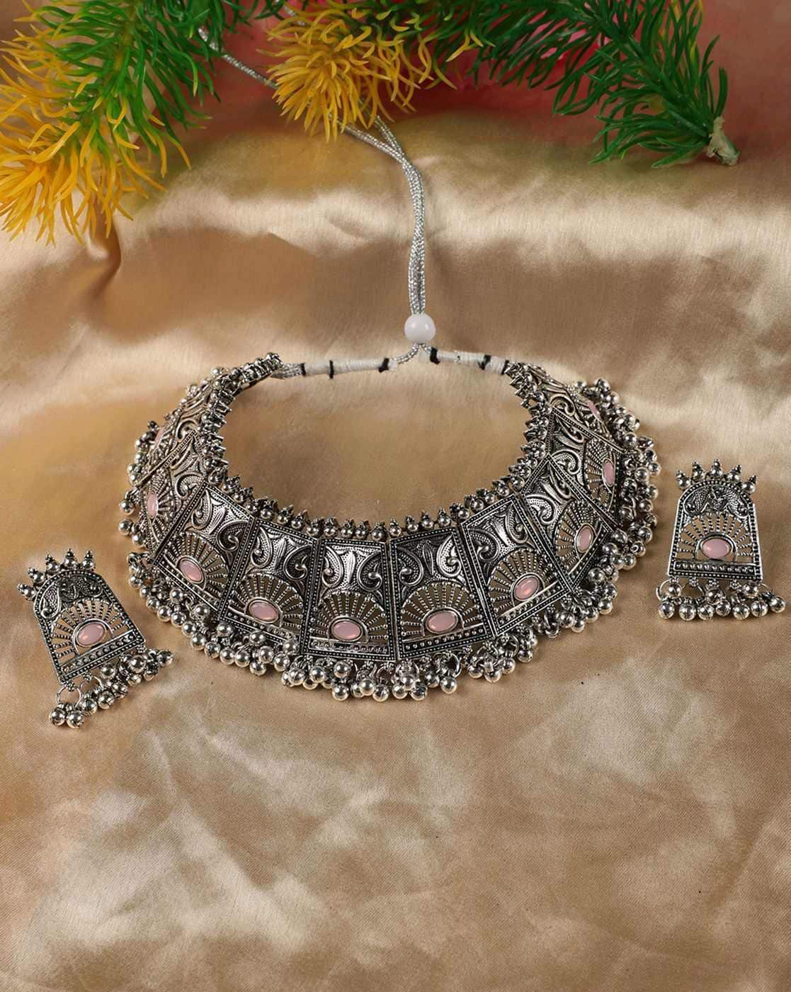 Buy Black Polish Oxidised Choker Set  Subhranika Jewellery