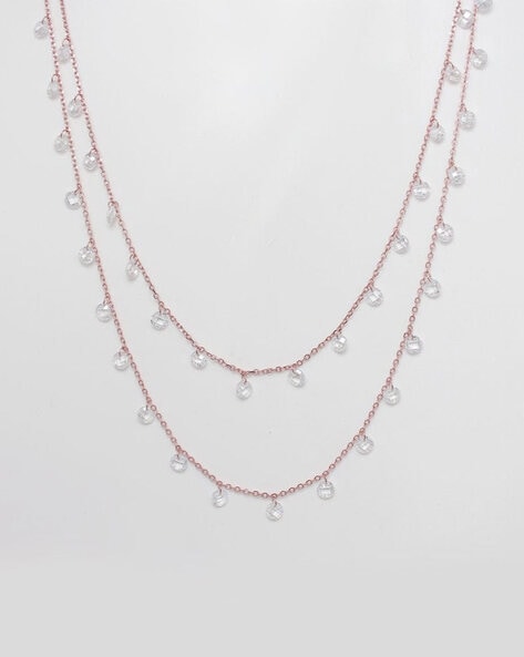 Stunning Blooming Strass Double Chain Charm Necklace – Lux Jewelry Boutique