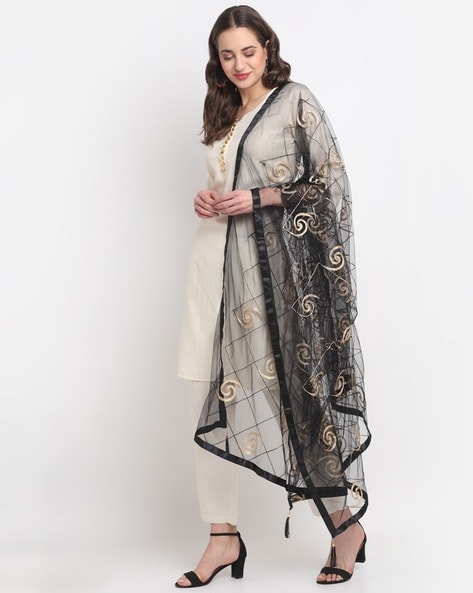 Embroidered Dupatta with Tassels Price in India