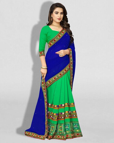 Brasso & Georgette Royal Blue Saree at Rs 1295 | Plain Georgette Sarees in  Surat | ID: 9194785873