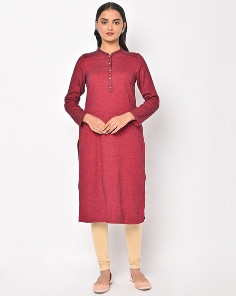 AURELIA Straight Kurta with Mandarin Collar
