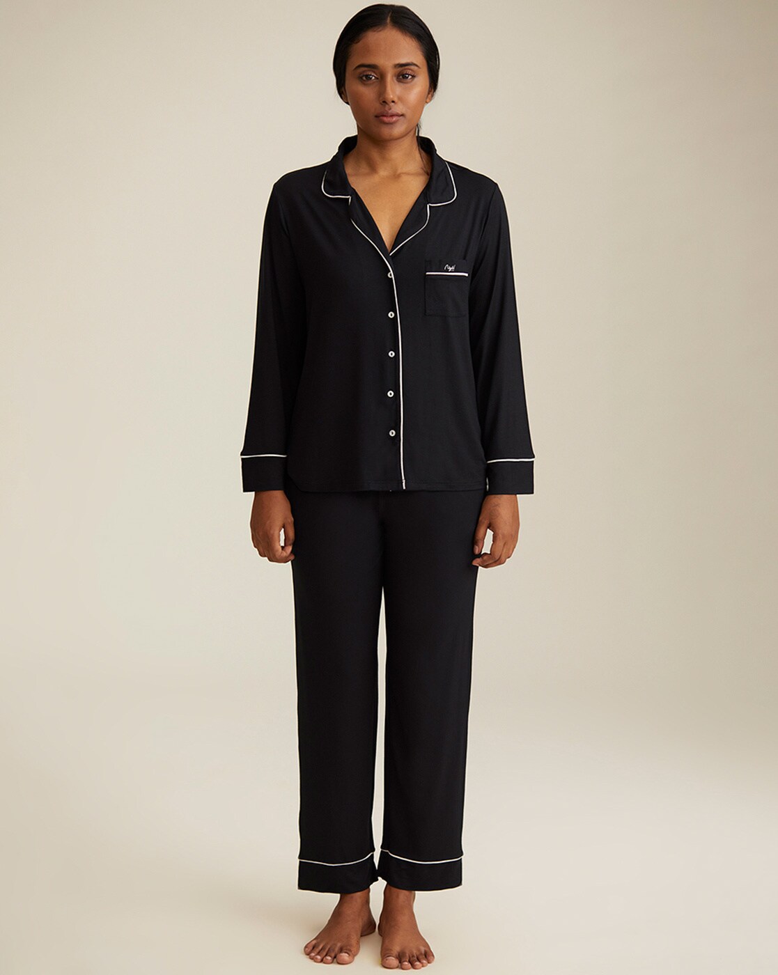 Buy Nykd by Nykaa Cotton Modal Pajama - Nys126 - Jet Black online