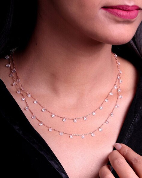 Double chain necklace on sale sterling silver