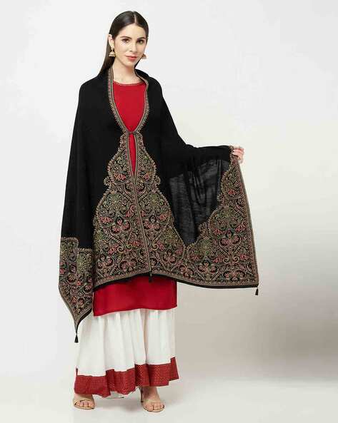 Paisley Knitted Shawl with Latkans Price in India