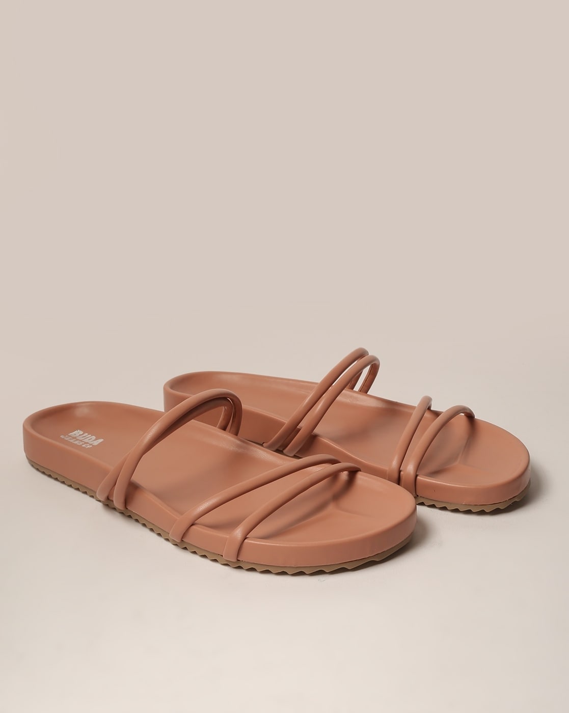 Two Tone Leather Finish Flat Sandals | Chic