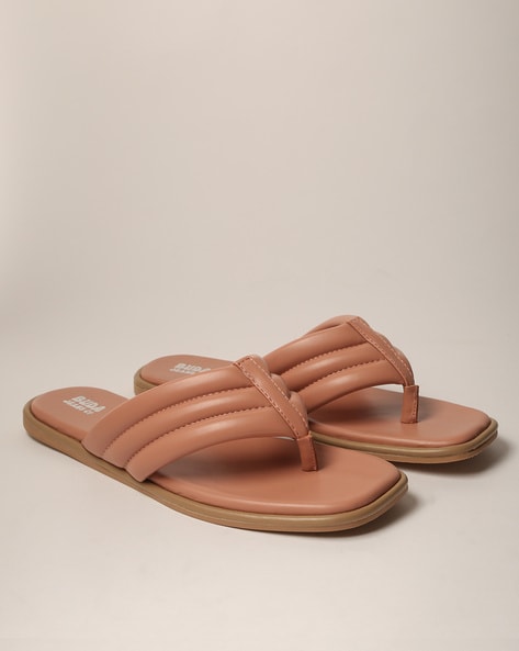 Quilted Thong Strap Sandals