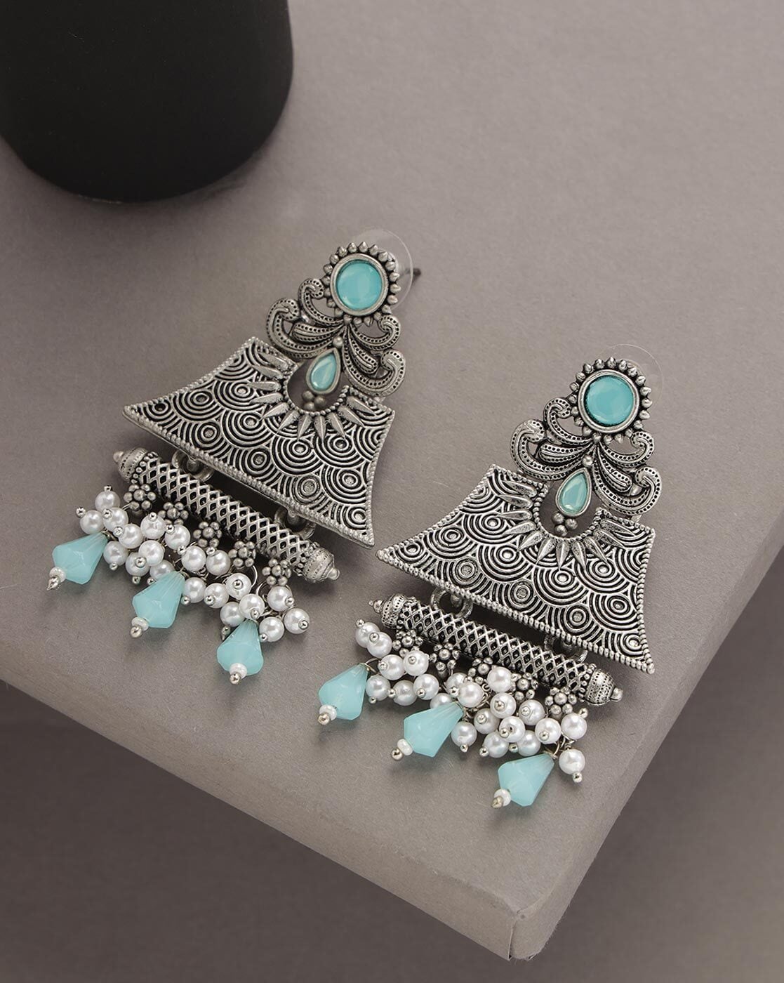 Buy JAZZ Fashion Jewelrly Flower Design New Jazz Jewellery Blue Drop  Earrings  Shoppers Stop