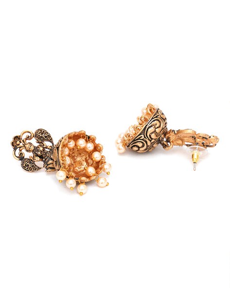Shop gold plated silver temple jewellery earrings designs online — KO  Jewellery