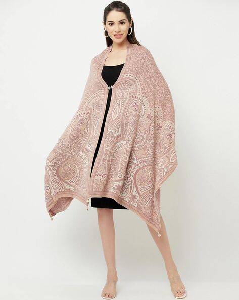 Paisley Knitted Shawl with Latkans Price in India