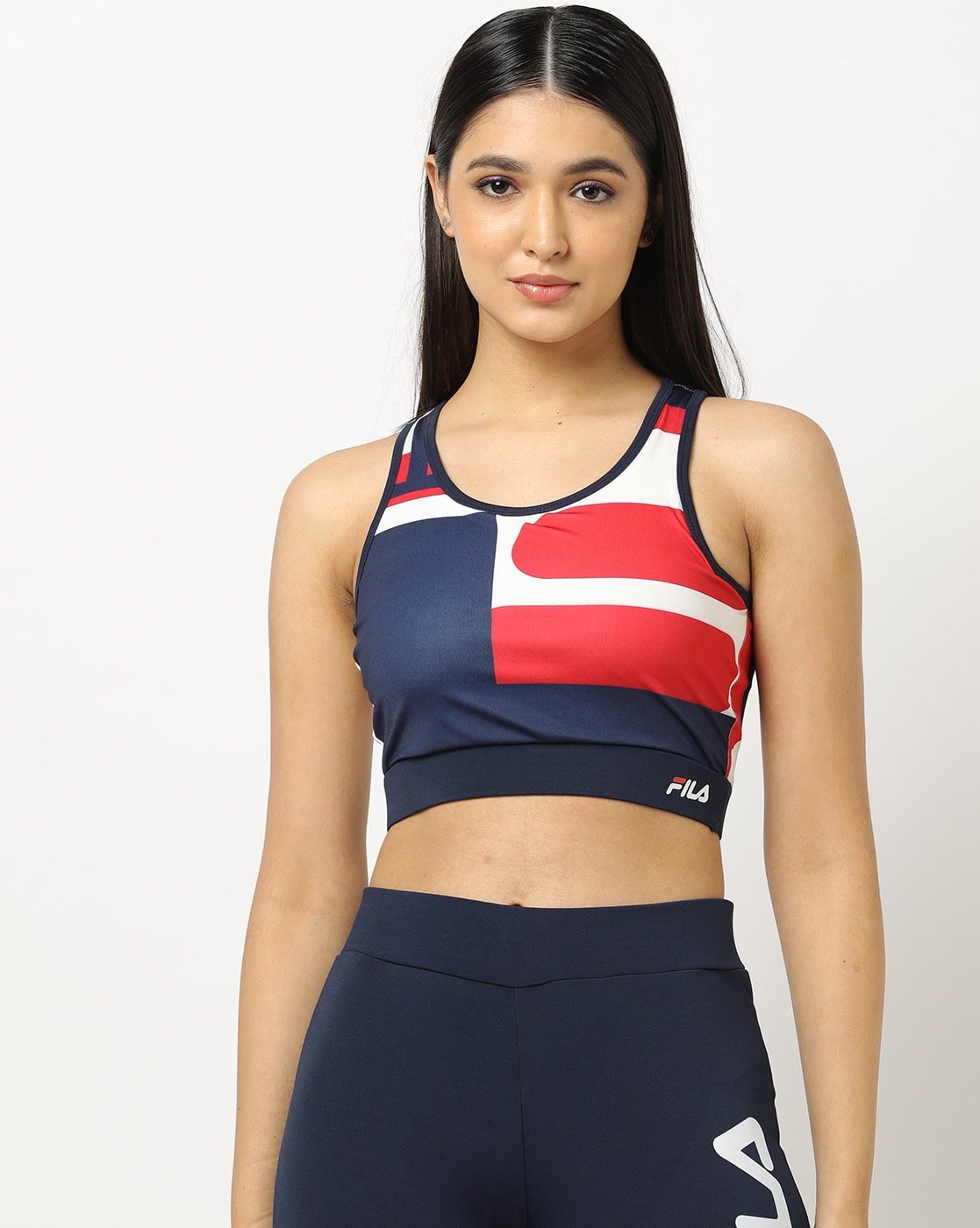 Fila crop top red white best sale blue