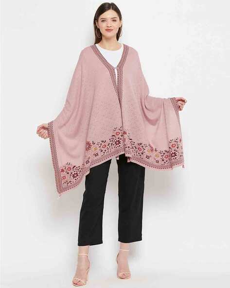 Floral Knitted Shawl with Latkans Price in India