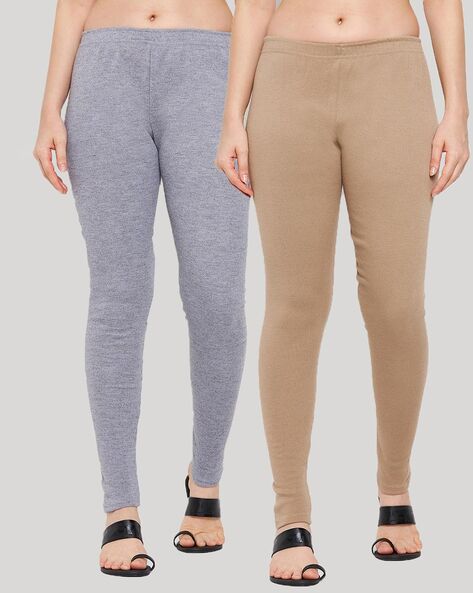 Buy Fablab Women's Woolen Leggings Pack of-2 (Woolen Leggi-2-Lightgray+Brown ,LightGray,Brown,Waist Size 28 Inch to 34) Online In India At Discounted  Prices