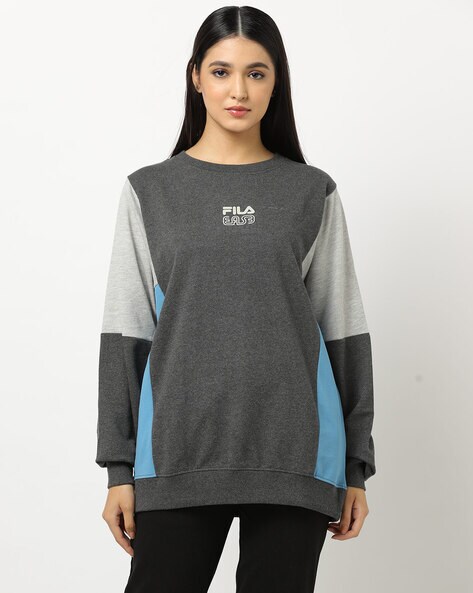 Buy Dark Grey Light Grey Sweatshirt Hoodies for Women by FILA Online Ajio