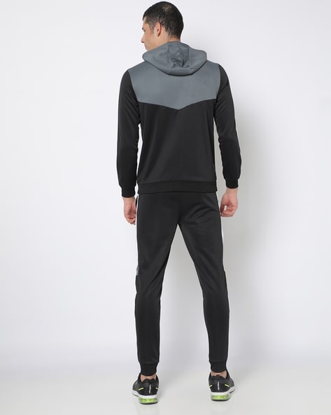 Nike colour block store tracksuit set in black