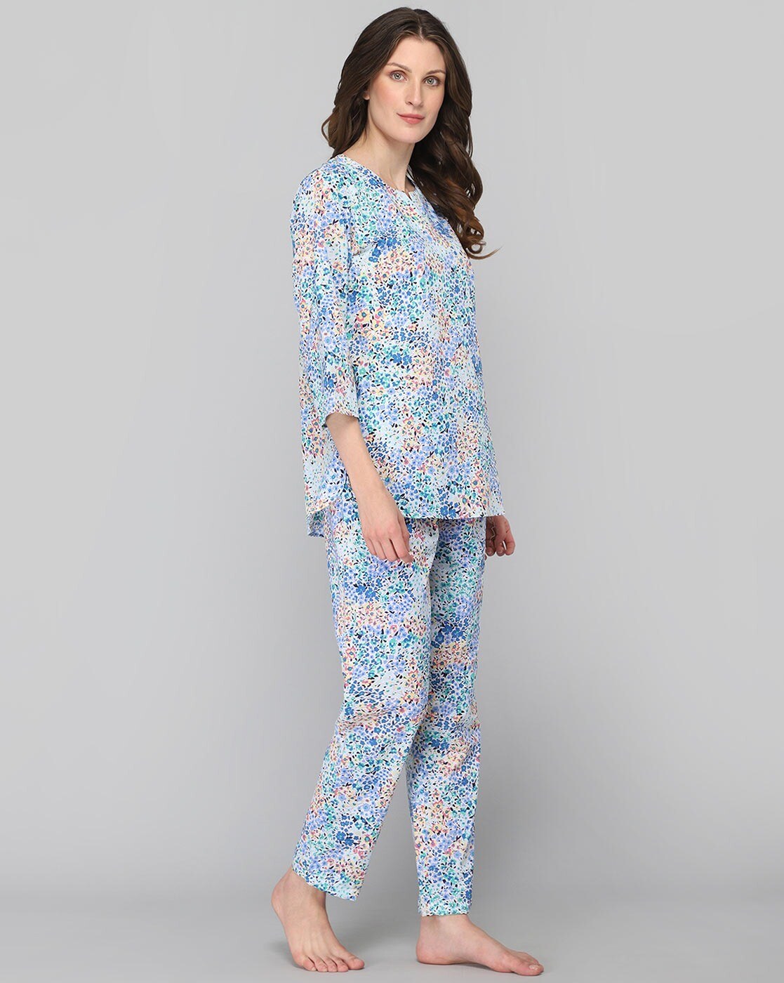 Floral Print Lounge Pants with Top