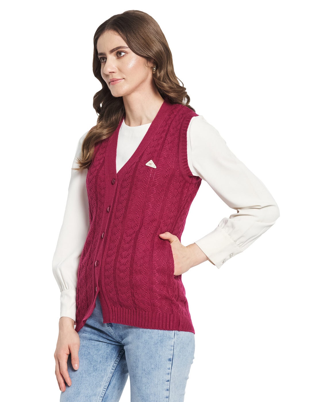 knitted sleeveless cardigan