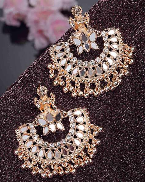 Designer Chand-bali Kundan & Meenakari Earrings With Maangtikka – Jaipri