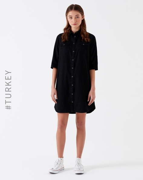 ZARA Black Denim Dress Size M - $40 (20% Off Retail) New With Tags - From  Olivia