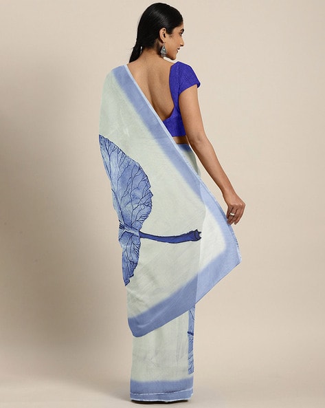 Buy Ahana pal Self Design Bollywood Cotton Silk White, Blue Sarees Online @  Best Price In India | Flipkart.com