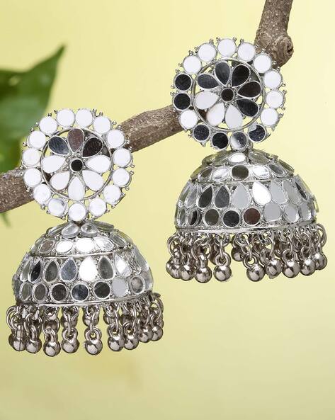 Buy CRUNCHY FASHION Silver Plated Big Jhumka Earrings Alloy Jhumki Earring  () Online at Best Prices in India - JioMart.