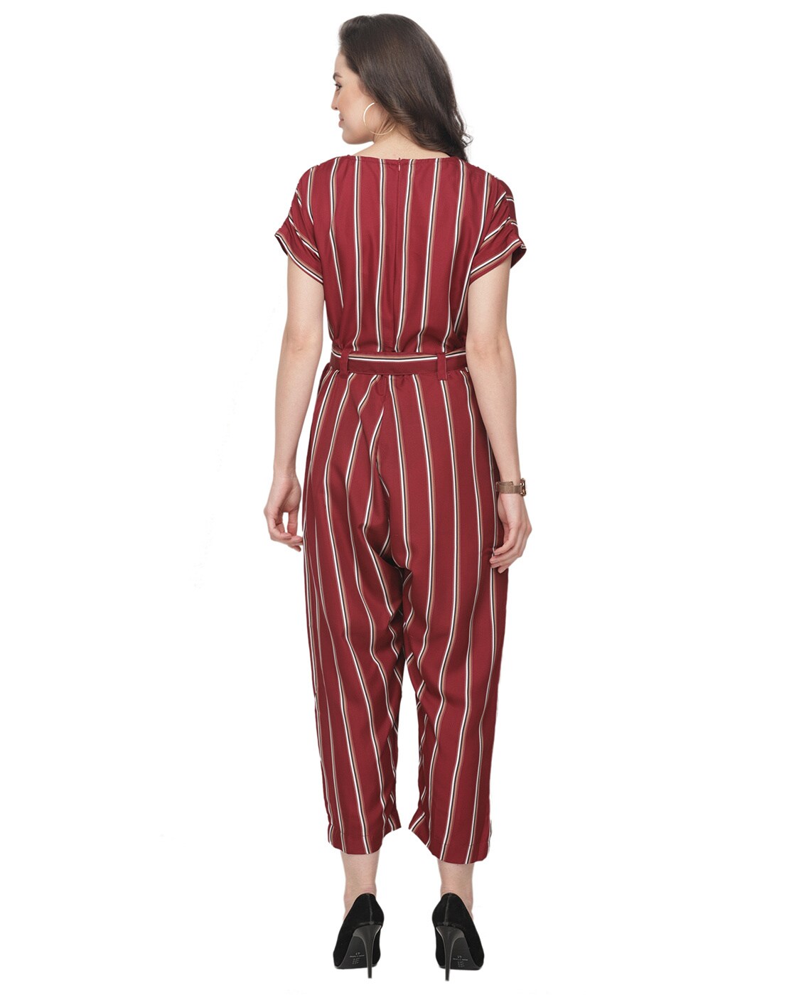 maroon and white jumpsuit