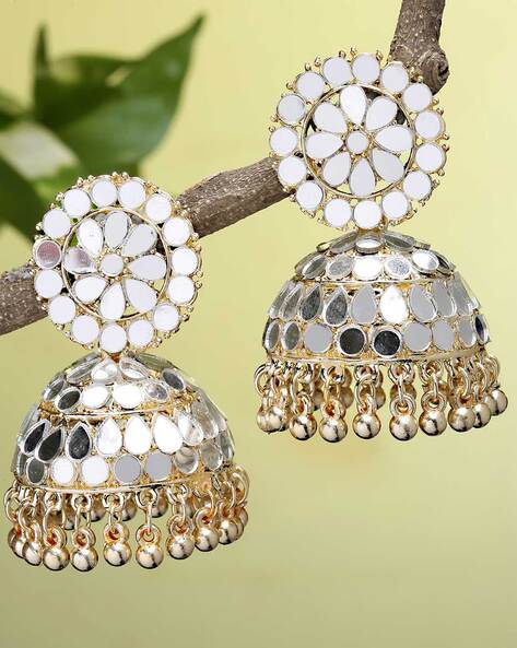 Big White Traditional Jhumka Earrings for Girls by FashionCrab® -  FashionCrab.us