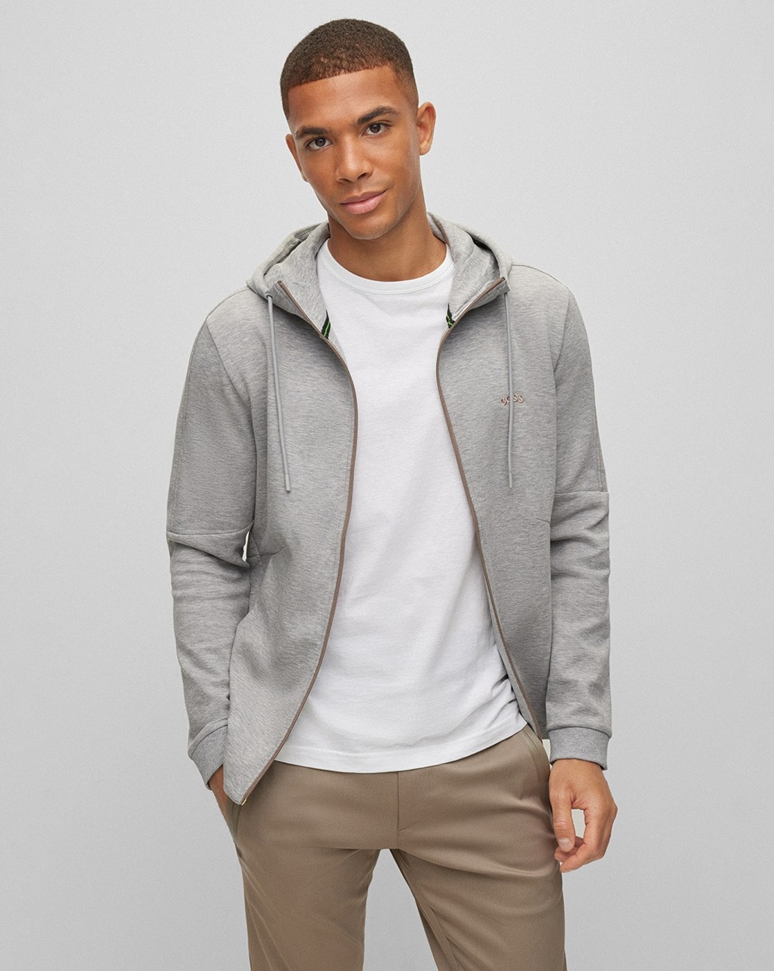 Grey zip store hoodie mens