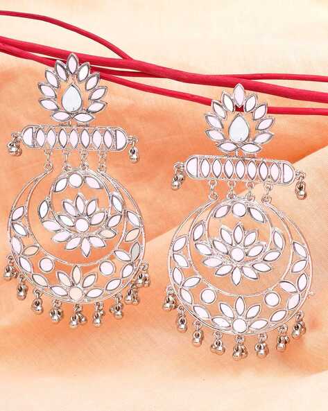 Manisha Jewellery Gold Plated Mirror Work Earrings Maangtikka