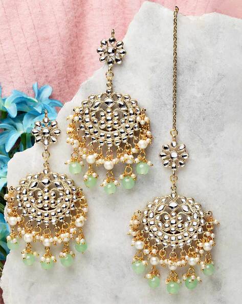 Kundan Gold-Plated Handcrafted Chandbali Earrings - LCJEWELZ