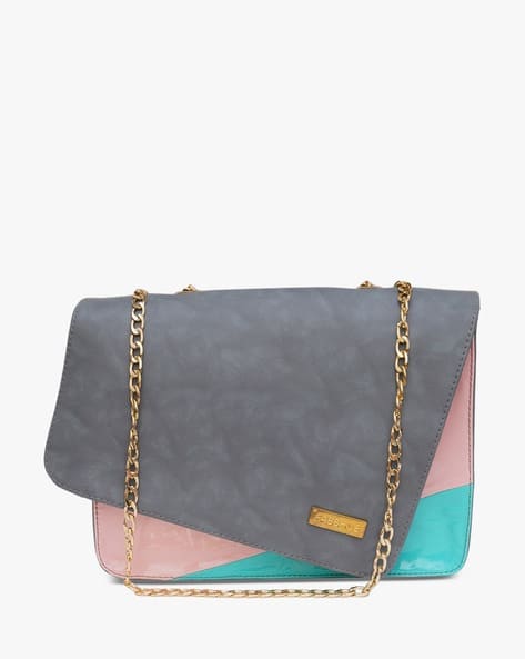 Fabbhue Flap-Over Sling Bag with Chain Strap